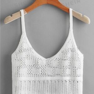 Woman white SHEIN Swim Solid Crop Cover Up